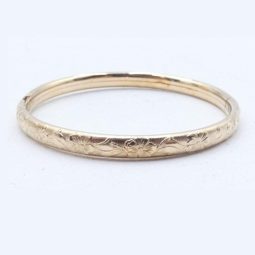 1/20 14K Gold Filled Kiddie Kraft Floral Pattern 2" Bracelet 6.06g